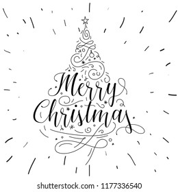 Merry Christmas. Typography. Vector logo, text design. Greeting card.