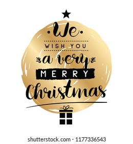 Merry Christmas. Typography. Vector logo, text design. Greeting card.