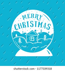 Merry Christmas. Typography. Vector logo, text design. Greeting card.