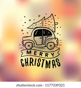 Merry Christmas. Typography. Vector logo, text design. Greeting card.