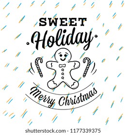 Merry Christmas. Typography. Vector logo, text design. Greeting card.