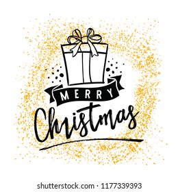 Merry Christmas. Typography. Vector logo, text design. Greeting card.