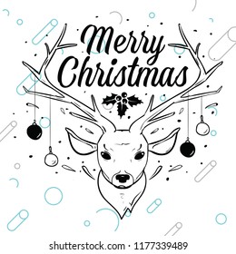 Merry Christmas. Typography. Vector logo, text design. Greeting card.