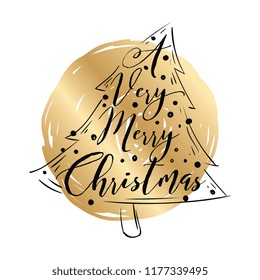 Merry Christmas. Typography. Vector logo, text design. Greeting card.