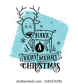 Merry Christmas. Typography. Vector logo, text design. Greeting card.