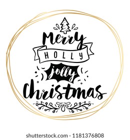Merry Christmas. Typography. Vector logo, text design. Greeting card.