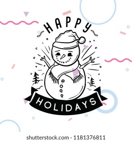 Merry Christmas. Typography. Vector logo, text design. Greeting card.