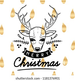 Merry Christmas. Typography. Vector logo, text design. Greeting card.