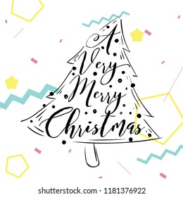 Merry Christmas. Typography. Vector logo, text design. Greeting card.