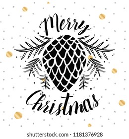 Merry Christmas. Typography. Vector logo, text design. Greeting card.
