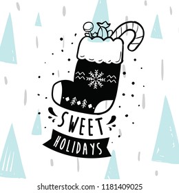 Merry Christmas. Typography. Vector logo, text design. Greeting card.
