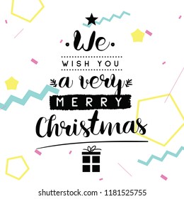 Merry Christmas. Typography. Vector logo, text design. Greeting card.