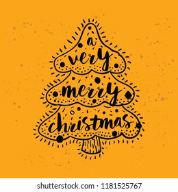 Merry Christmas. Typography. Vector logo, text design. Greeting card.