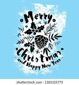 Merry Christmas. Typography. Vector logo, text design. Greeting card.