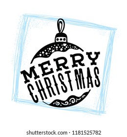 Merry Christmas. Typography. Vector logo, text design. Greeting card.