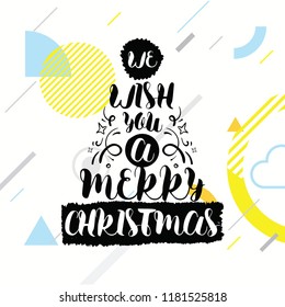 Merry Christmas. Typography. Vector logo, text design. Greeting card.