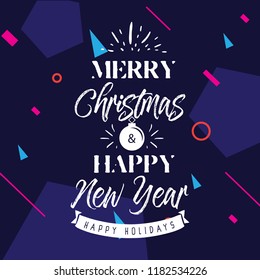 Merry Christmas. Typography. Vector logo, text design. Greeting card.