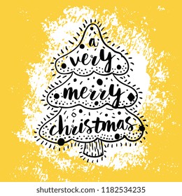 Merry Christmas. Typography. Vector logo, text design. Greeting card.