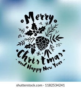 Merry Christmas. Typography. Vector logo, text design. Greeting card.