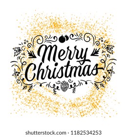 Merry Christmas. Typography. Vector logo, text design. Greeting card.