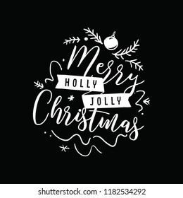 Merry Christmas. Typography. Vector logo, text design. Greeting card.