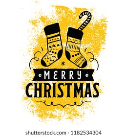 Merry Christmas. Typography. Vector logo, text design. Greeting card.