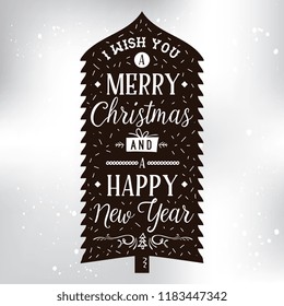 Merry Christmas. Typography. Vector logo, text design. Greeting card.