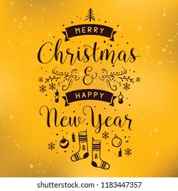 Merry Christmas. Typography. Vector logo, text design. Greeting card.