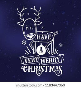 Merry Christmas. Typography. Vector logo, text design. Greeting card.