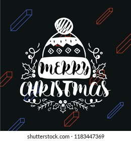 Merry Christmas. Typography. Vector logo, text design. Greeting card.