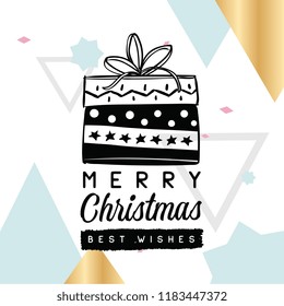 Merry Christmas. Typography. Vector logo, text design. Greeting card.