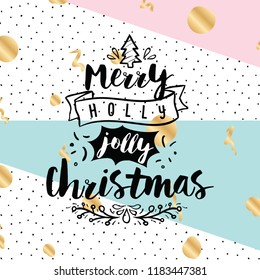 Merry Christmas. Typography. Vector logo, text design. Greeting card.