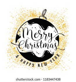 Merry Christmas. Typography. Vector logo, text design. Greeting card.
