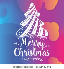 Merry Christmas. Typography. Vector logo, text design. Greeting card.