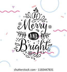 Merry Christmas. Typography. Vector logo, text design. Greeting card.