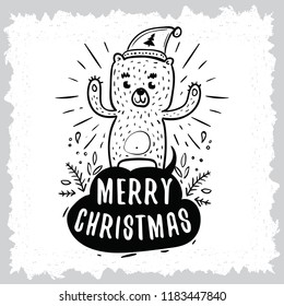 Merry Christmas. Typography. Vector logo, text design. Greeting card.