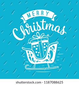 Merry Christmas. Typography. Vector logo, text design. Greeting card.