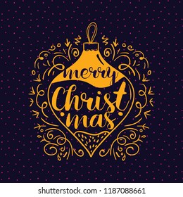 Merry Christmas. Typography. Vector logo, text design. Greeting card.