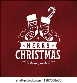 Merry Christmas. Typography. Vector logo, text design. Greeting card.