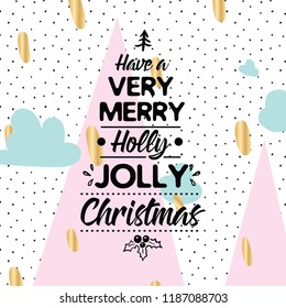 Merry Christmas. Typography. Vector logo, text design. Greeting card.
