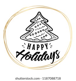Merry Christmas. Typography. Vector logo, text design. Greeting card.