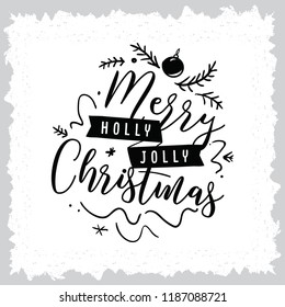 Merry Christmas. Typography. Vector Logo, Text Design. Greeting Card.