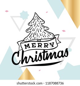 Merry Christmas. Typography. Vector logo, text design. Greeting card.