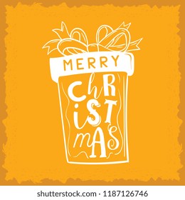 Merry Christmas. Typography. Vector logo, text design. Greeting card.