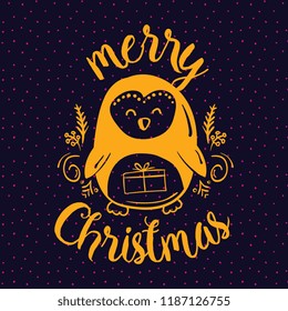 Merry Christmas. Typography. Vector logo, text design. Greeting card.