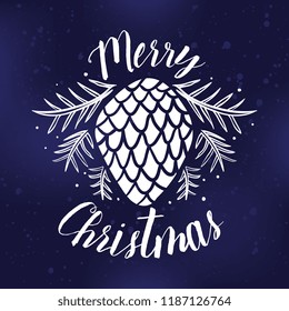 Merry Christmas. Typography. Vector logo, text design. Greeting card.