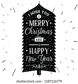Merry Christmas. Typography. Vector logo, text design. Greeting card.