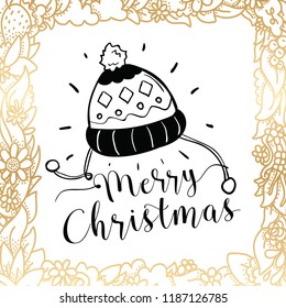 Merry Christmas. Typography. Vector logo, text design. Greeting card.