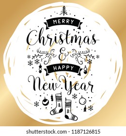 Merry Christmas. Typography. Vector logo, text design. Greeting card.