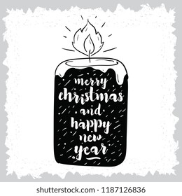 Merry Christmas. Typography. Vector logo, text design. Greeting card.